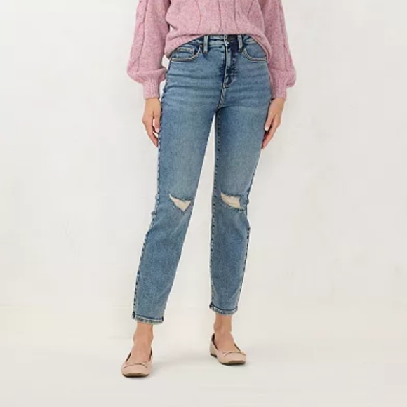 LC Lauren Conrad Denim - Women's LC Lauren Conrad Curvy Super High Straight-Leg Jeans Size 12
